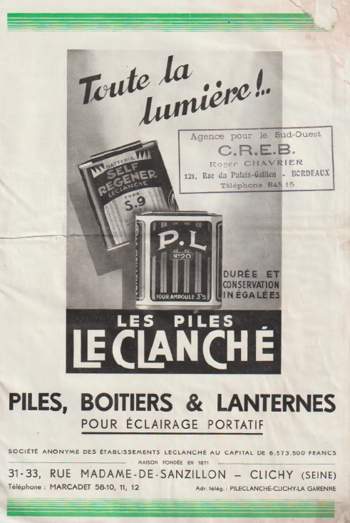 Catalogue Piles Le Clanché 1935