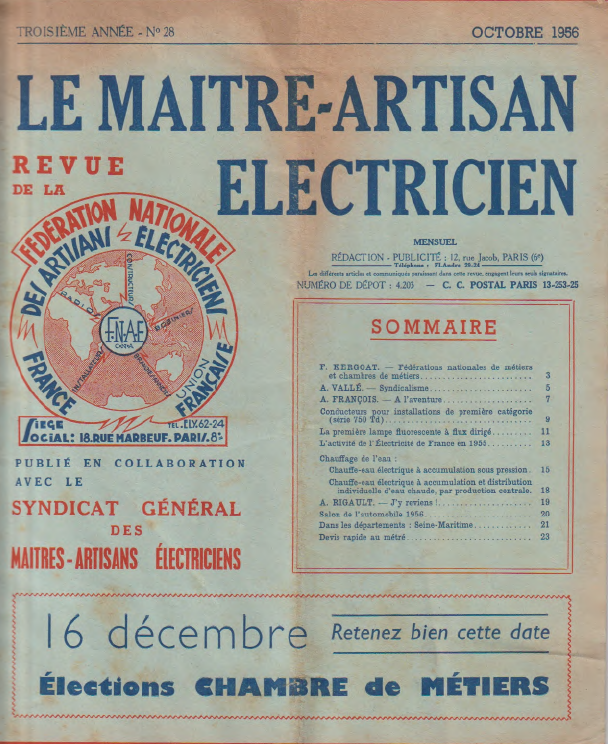 Le Maitre Artisan Électricien Oct 1956