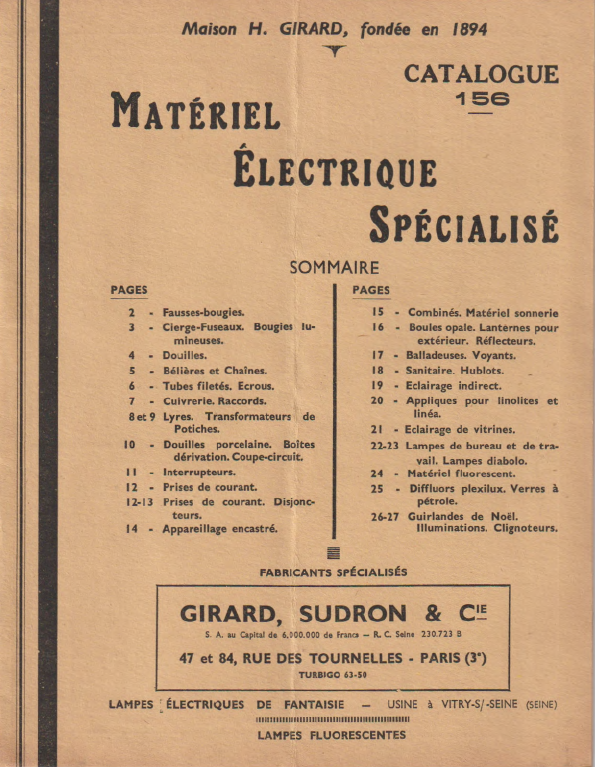 Catalogue matériel électrique ancien